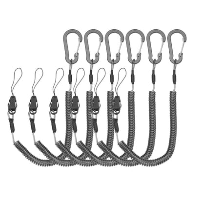 PATIKIL Coiled Lanyards with Buckle Retractable Safety Ring and Quick Release Detachable Buckle for Fishing Equipment - color: Black, size: 40 Inch
