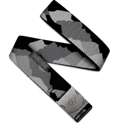 Arcade The Original Unisex Adventure Belt, Heavy Duty Elastic Webbing, Non-Metal Travel Friendly Buckle - color: Ranger Peaks Camo - Grey, size: Standard (Up to 40"); 1.5" Wide
