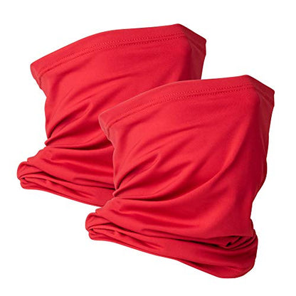 VULKIT 2 Pack Neck Gaiter Face Mask Scarf Reusable Bandanas Tube UV Protection Balaclava Outdoor Sport for Men and Women - color: Red