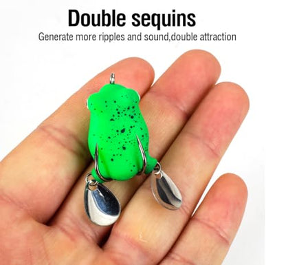 Pack of 10 Mini Topwater Fishing Lures Frog Attractive Fishing Frog Sequin Realistic Frog Bait