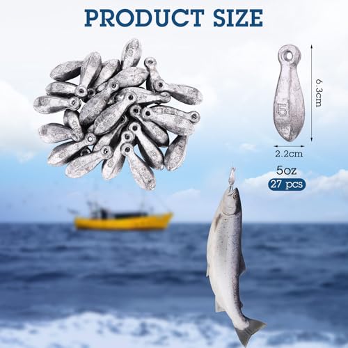 27 Pcs Bank Sinker Fishing Sinkers Weights Bank Weights for Ocean Saltwater Freshwater Surf Bass Catfish Fishing Casting Gear Tackle - size: 5 oz