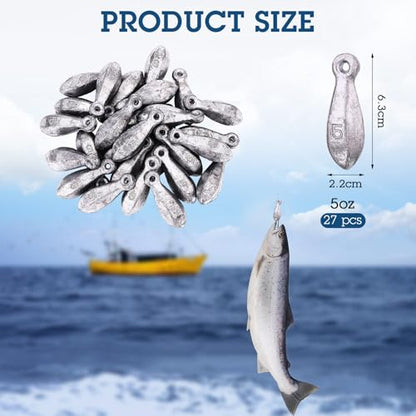 27 Pcs Bank Sinker Fishing Sinkers Weights Bank Weights for Ocean Saltwater Freshwater Surf Bass Catfish Fishing Casting Gear Tackle - size: 5 oz