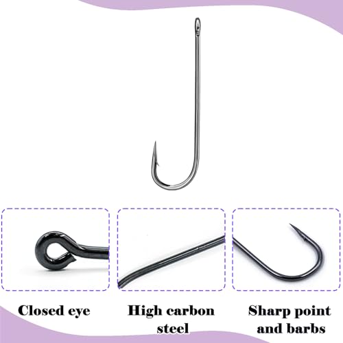 Aberdeen Fishing Hooks Set,150Pcs Crappie Panfish Hook Inline/Long Shank/Light Wire/Closed Eye for Sunfish Bass Freshwater - size: 8#~2/0_300pcs