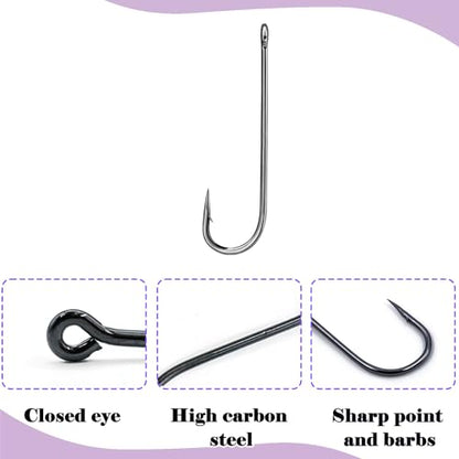 Aberdeen Fishing Hooks Set,150Pcs Crappie Panfish Hook Inline/Long Shank/Light Wire/Closed Eye for Sunfish Bass Freshwater - size: 8#~2/0_300pcs