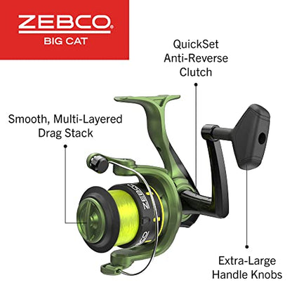 Zebco Big Cat Spinning Reel and Fishing Rod Combo - style: 7'0" Medium-heavy Rod, Size 60 Reel