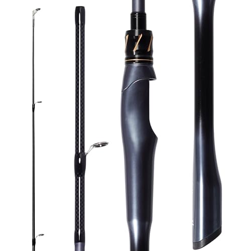 Kilitn Fishing Rod, 2-Piece Graphite Rod, Spinning & Casting, Strong Carbon Fiber Fishing Poles with Comfortable Handle for Freshwater or Saltwater Fishing - size: 6FT