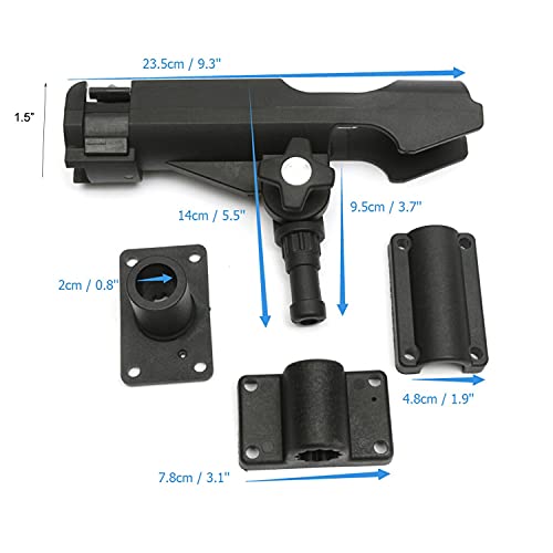 HiUmi Adjustable Black Fishing Rod Holder for Boat Kayak Swivel Side Mount Kits Tackle - color: RH40-2Pack