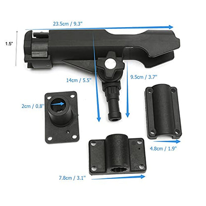 HiUmi Adjustable Black Fishing Rod Holder for Boat Kayak Swivel Side Mount Kits Tackle - color: RH40-2Pack