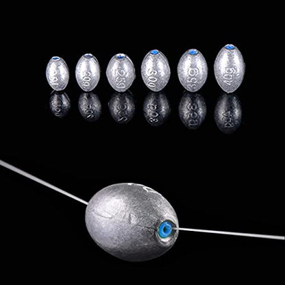 Egg Shape Fishing Sinker Oval Drop Shot Bass Fishing Weight Casting Sinkers for Saltwater Freshwater (20Pcs 5g) - size: Size9-10Pcs-Egg Sinker-30G
