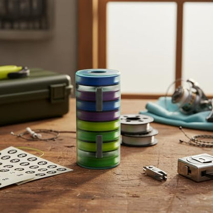 Silicone Fishing Line Spool Organizer Box with Number Stickers for Tackle Storage and Gear Organization - size: 4.72 x 2.44 x 0.47 in