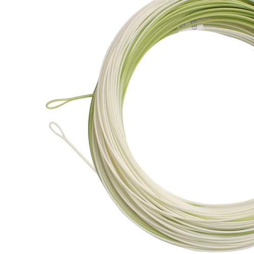 Trout Fly Fishing Line, Weight Forward Floating with 2 Welded Loops - color: Moss Green+Tooth Yellow, size: WF7F-100FT