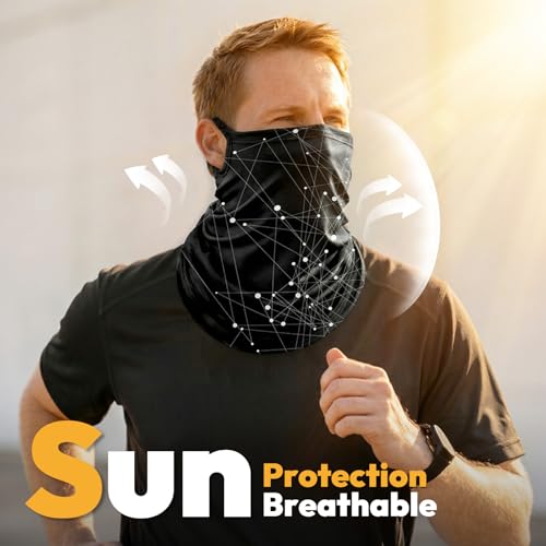 HONGTEYA 6 Pack Summer Neck Gaiter, UV Protection Cooling Face Mask Breathable Bandana Head Scarf Face Cover for Men Women - color: Skull Print