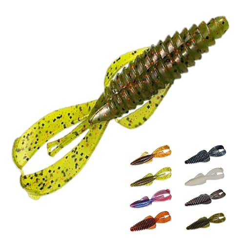 Pulse Craw Soft Plastic Crawfish Lure – 3.9" (100mm), 10-Pack, Rage-Style Craw Bait for Bass Fishing, Texas Rig & Jig Trailer - color: Watermelon Red