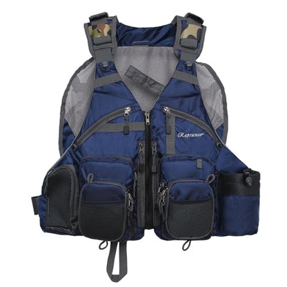 Raprance Fly Fishing Vest Backpack - Adjustable Lightweight and Quick-Dry, with 17 Pocketsfor Trout Bass Saltwate - color: Blue
