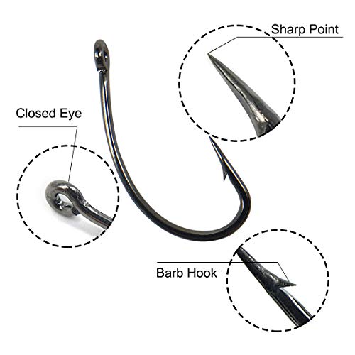 100pcs Carp Fishing Hooks Barb Sharp Catfish Hooks Set in Assorted Sizes 2# 4# 6# 8#