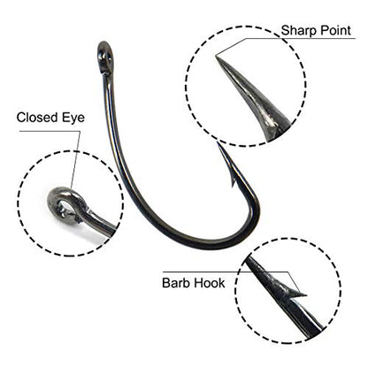 100pcs Carp Fishing Hooks Barb Sharp Catfish Hooks Set in Assorted Sizes 2# 4# 6# 8#