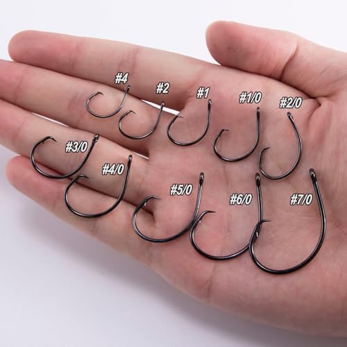 Dr.Fish 30 Pack in-line Circle Hooks 1X Strong Freshwater&Saltwater Fishing Hooks Non-Offset Wide Gap Light Wire Bass, Catfish, Striper - size: #2/0-30 Pack