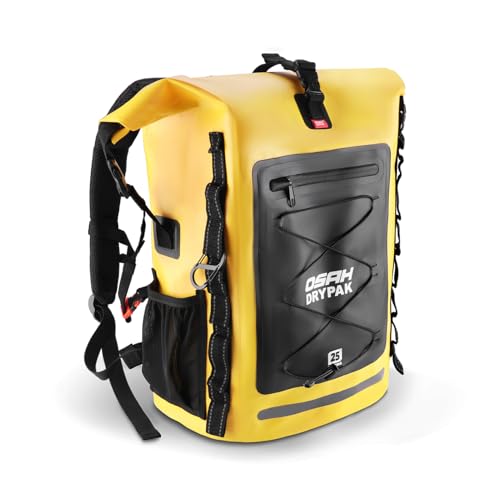 OSAH DRYPAK Waterproof Backpack Dry Bag 25L/35L/55L/85L – Heavy Duty Roll-Top Hiking Backpack Sack Keeps Gear Dry for Travel, Kayaking, Boating, Camping, Rafting and Fishing - color: Yellow, size: 25L