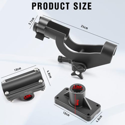 Liliful 4 Pcs Fishing Rod Holder for Boat Adjustable Kayak Swivel Fishing Pole Holders Accessories, Black - style: Fashionable
