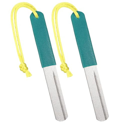 Skylety 2 Pcs Hook Sharpener Hook File for Fishing Diamond File with Handle Portable Double Sided Fine and Medium Grit for Fishing - color: Green