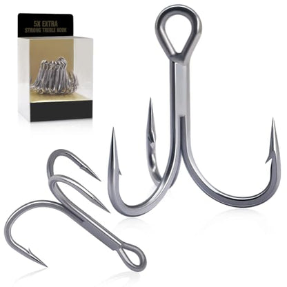 XFISHMAN Saltwater Treble Hooks for Lures 3X 5X Heavy Duty Size #18-5/0 - color: 5X Heavy Duty, size: 5/0 6-Pack