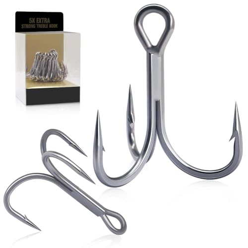 XFISHMAN Saltwater Treble Hooks for Lures 3X 5X Heavy Duty Size #18-5/0 - color: 5X Heavy Duty, size: 2/0 12-Pack
