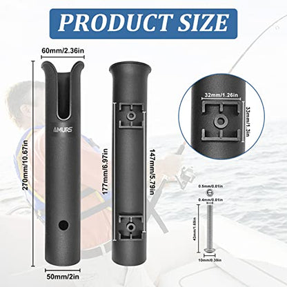 6 Tube Fishing Rod Holder Bracket Black Fishing Pole Holder with Screws for Garage Boat Cooler Trailer