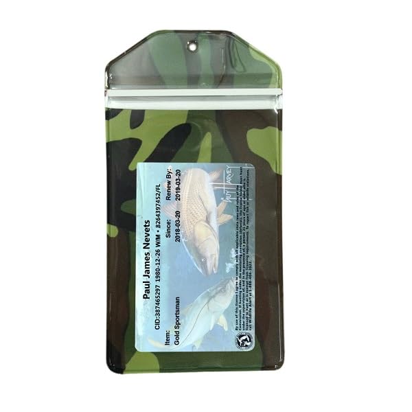 10 Pack, Camouflage, Vertical, Zipped, Hunting & Fishing License Holder, Deer Tag, Includes Zip Ties, Made in USA - style: 10 Pack-camouflage