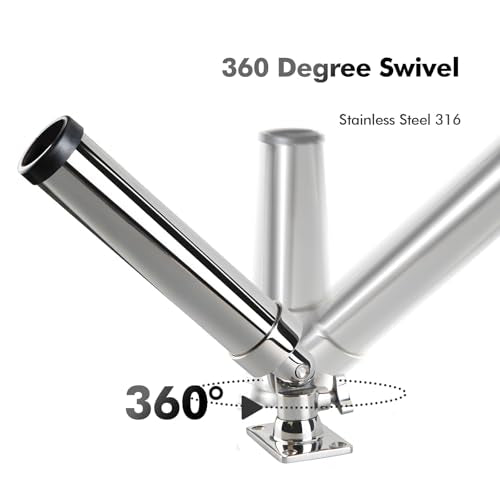 Rod Holders for Fishing Boat, 2 Pack Marine Grade Stainless Steel 316 Adjustable Swivel Deck Mount or Rail Mount Fishing Pole Holder - style: A Style