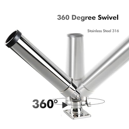 Rod Holders for Fishing Boat, 2 Pack Marine Grade Stainless Steel 316 Adjustable Swivel Deck Mount or Rail Mount Fishing Pole Holder - style: A Style