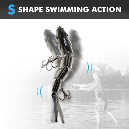 TRUSCEND Swimmax Easy Catch Fishing Lures with BKK Hooks, Wiggling, Vibrating, Rattling and Gurgling for More Bite, Heavy-Duty Dyneema Fiber Jointed Swimbaits for Bass, Trout, Walleye, Crappie, Pike - color: D3-5"-1.25oz