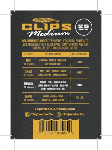 Top Water Co. Fishing Speed Clips - Durable Stainless Steel, Fast Lure Connector (Multiple Sizes) - size: Medium 70lb