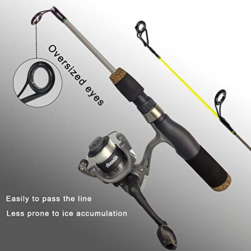 Aventik Ultralight Ice Fishing Rod and Reel Combo 26/28/30/32 inch Medium Light Fast Action Multi-Species Ice Fishing Combos for Walleye Perch Panfish - size: 28'', style: Hollow Rod Kit