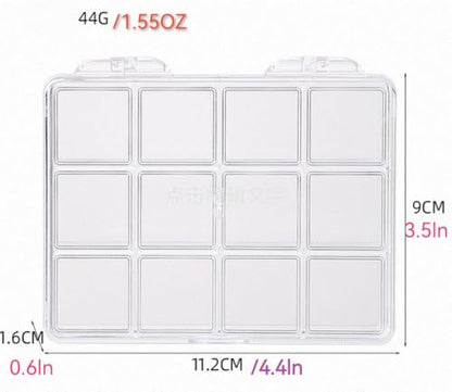 12 grid acrylic storage box, 4.4 x 3.5 x 0.6 inch，nail jewelry and earring display cabinet, nail art craft storage box with transparent cover, fishing bait, rock collection - color: white