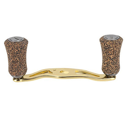 Dioche Fishing Reel Handle, Reel Handle Wood Knob Carbon Fiber Frame with Fittings Replacement Parts (Gold)