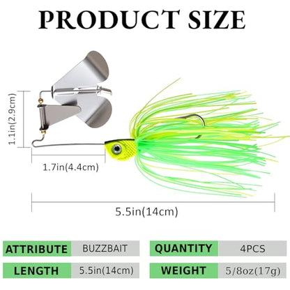 Fishing Lures Buzzbait Spinnerbait Jigs Lure for Bass Pike Fishing Freshwater 5/8oz Bass Fishing Lures