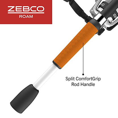 Zebco Roam Spinning Reel and Fishing Rod Combo, 6-Foot Fiberglass Fishing Pole, Split ComfortGrip Handle, Soft-Touch Handle Knob, Changeable Right- or Left-Hand Retrieve - style: Size 20 Reel - 6'0" Rod - Orange