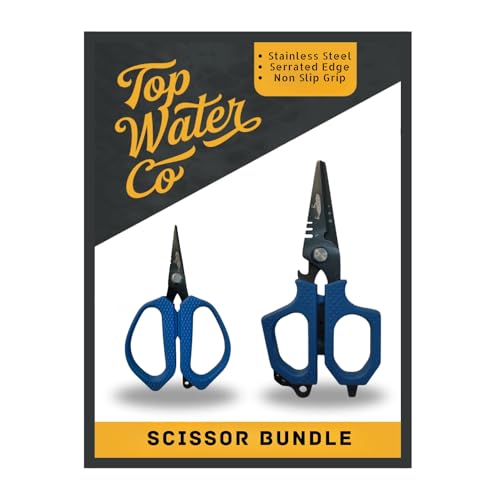 Topwater Co. Fishing Tool Set – Heavy-Duty Fishing Shears and Mini Braid Scissors for Braided Line, Fishing Line Cutters, Rigging, and Freshwater or Saltwater Use | braid, mono, fluoro, rigging, non-slip grip, stainless steel, freshwater/saltwater use