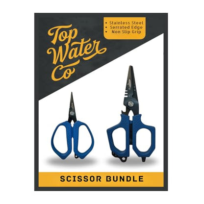Topwater Co. Fishing Tool Set – Heavy-Duty Fishing Shears and Mini Braid Scissors for Braided Line, Fishing Line Cutters, Rigging, and Freshwater or Saltwater Use | braid, mono, fluoro, rigging, non-slip grip, stainless steel, freshwater/saltwater use