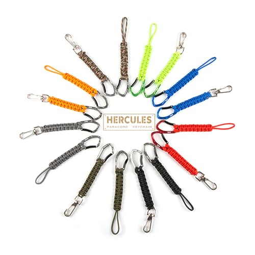 HERCULES Paracord Keychain Set – 2 Pack Lanyard Rope with Aluminum Clip, Durable Paracord Wrist Strap for Outdoor Activities, Gray - style: Gray