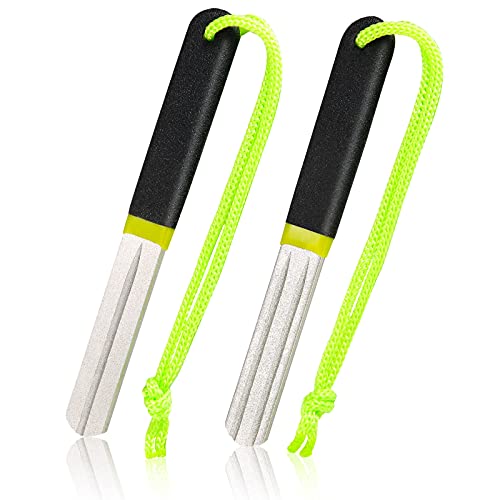 Skylety 2 Pcs Hook Sharpener Hook File for Fishing Diamond File with Handle Portable Double Sided Fine and Medium Grit for Fishing - color: Multi Color