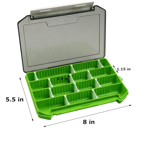 2-Pack Fishing Tackle Boxes,Small Tackle Trays with Adjustable Dividers for Hooks, Weights, Swivels, Hard Lures (Green) - color: 2 Pack Green(Size: 8" L x 5.5" W x 1" H)