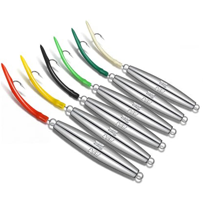 6 Pcs 2oz A17 Diamond Jigs Saltwater Fishing Lures Flat Metal Jigging Spoon Baits for Surf Fishing Bottom Bouncing Sinking Casting Vertical Ocean Lures for Bluefish Striper Tuna Freshwater