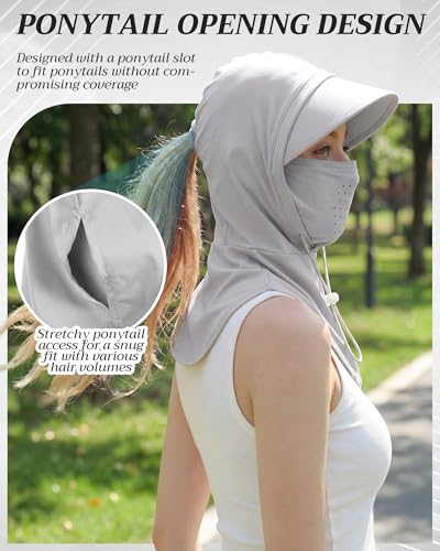 Shihanee 3 Pack Balaclava Face Mask Sun Protection Hood Cooling Breathable Full Head Mask for Men Women Fishing Cycling - color: Black, Light Gray, White