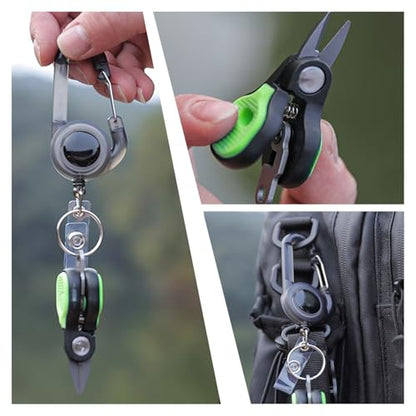 2 Pack Mini Fishing Scissors & Gentle-Return Keychain, Upgrade Fishing Line Cutters with Smooth Lock, Braided Fluorocarbon Line Cutter, Compact Stainless Steel Snips Fishing Clippers Rust-Resistant