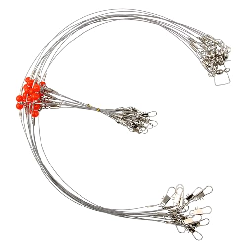 Fishing Leaders Saltwater Tackle Rig Surf Fishing Rigs with Swivel Snaps High Strength Wire Leader Bottom Rigs Fishing Gear Equipment for Lures Bait Hooks - color: Silver Stainless Steel, style: 1 Arm-12pcs