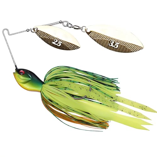 Spinnerbaits Fishing Lures, Bass Fishing Lures Weighted Spinner Baits Buzzbait, Hard Metal Lure Topwater Swimbait Jig for Trout Salmon Pike Bass Saltwater Freshwater Saltwater - color: E