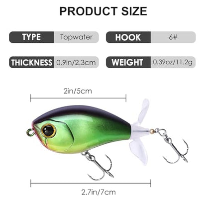 Top Water Lures, Floating Plopper Bait with BKK Hooks – Bass Fishing Lures for Trout, Pike & Other Freshwater & Saltwater Species – Great Fishing Gifts for Men - color: A1-3PCS,2.5in,0.4oz