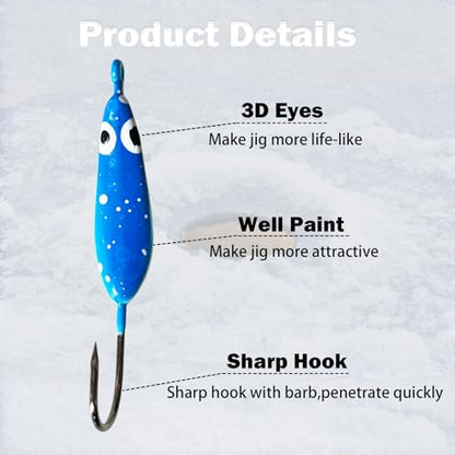 Ice Fishing Jigs Set Ice Fishing Lures Glow in Dark Fishing Jig Heads for Crappie Panfish Walleye Perch Bluegill Pike Ice Fishing 15pcs/16pcs