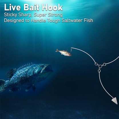 Dr.Fish 30 Pack Circle Hooks 3X Strong in-Line for Saltwater & Freshwater, Live Bait Non-Offset Fishing Hooks for Striper, Catfish, Mackerel, Bass, Tuna - size: #1-30 Pack